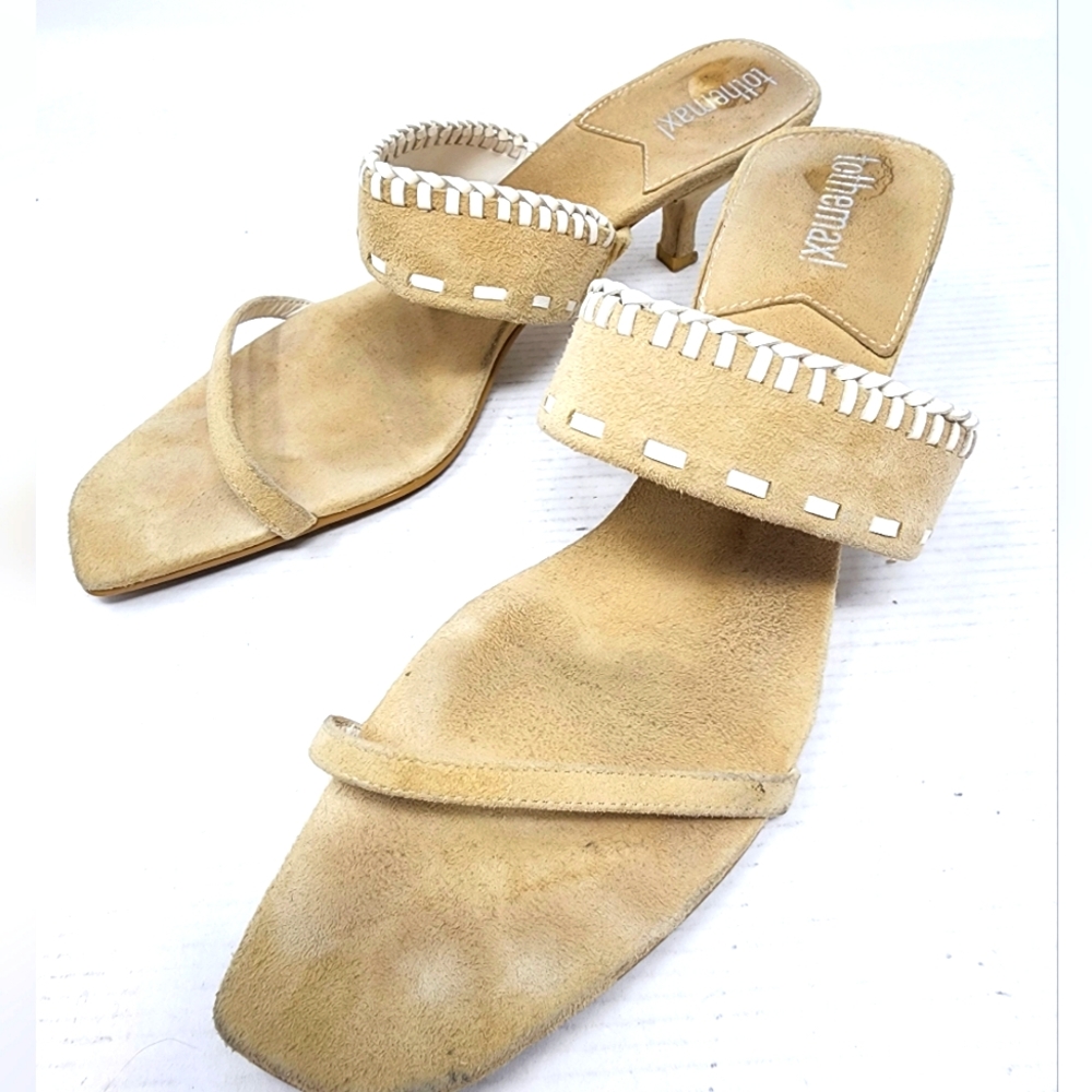 Therapy Tan and White Heels Elegant Design Size 8